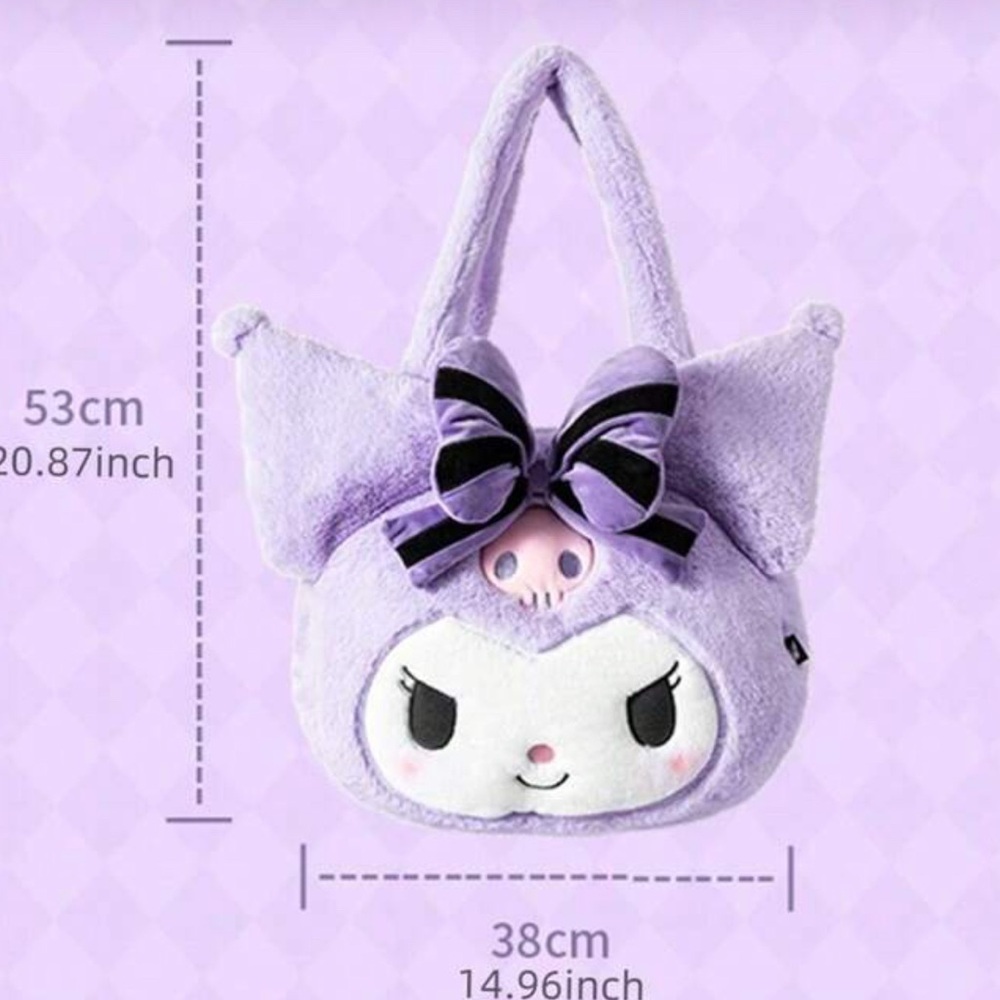 Kawaii Sanrio Kuromi Plush Bag Women Tote Bag Shoulder Bag Cute. - Picture 4 of 5